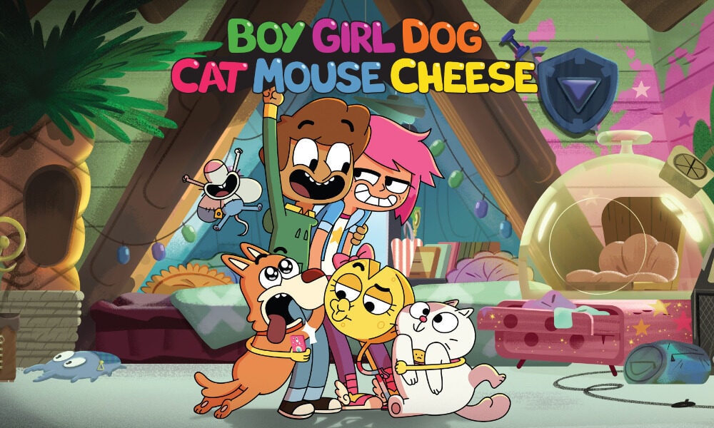 Boy Girl Dog Cat Banner